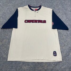 VTG Nike St. Louis Cardinals 1/4 Zip Pullover Shirt MLB Cream/Navy Men's XL Y2K